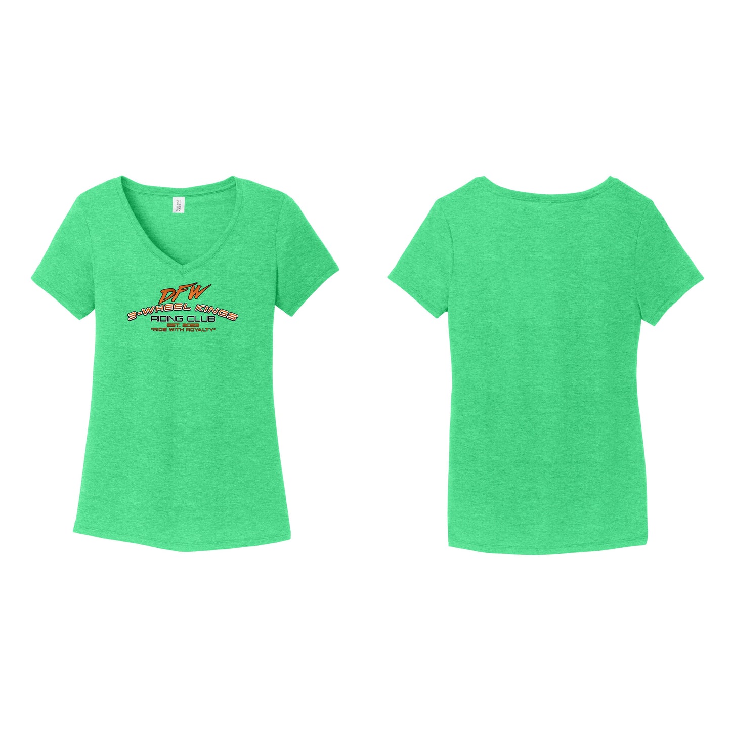 3 Wheel Kings Arch Logo Ladies V Neck Tee