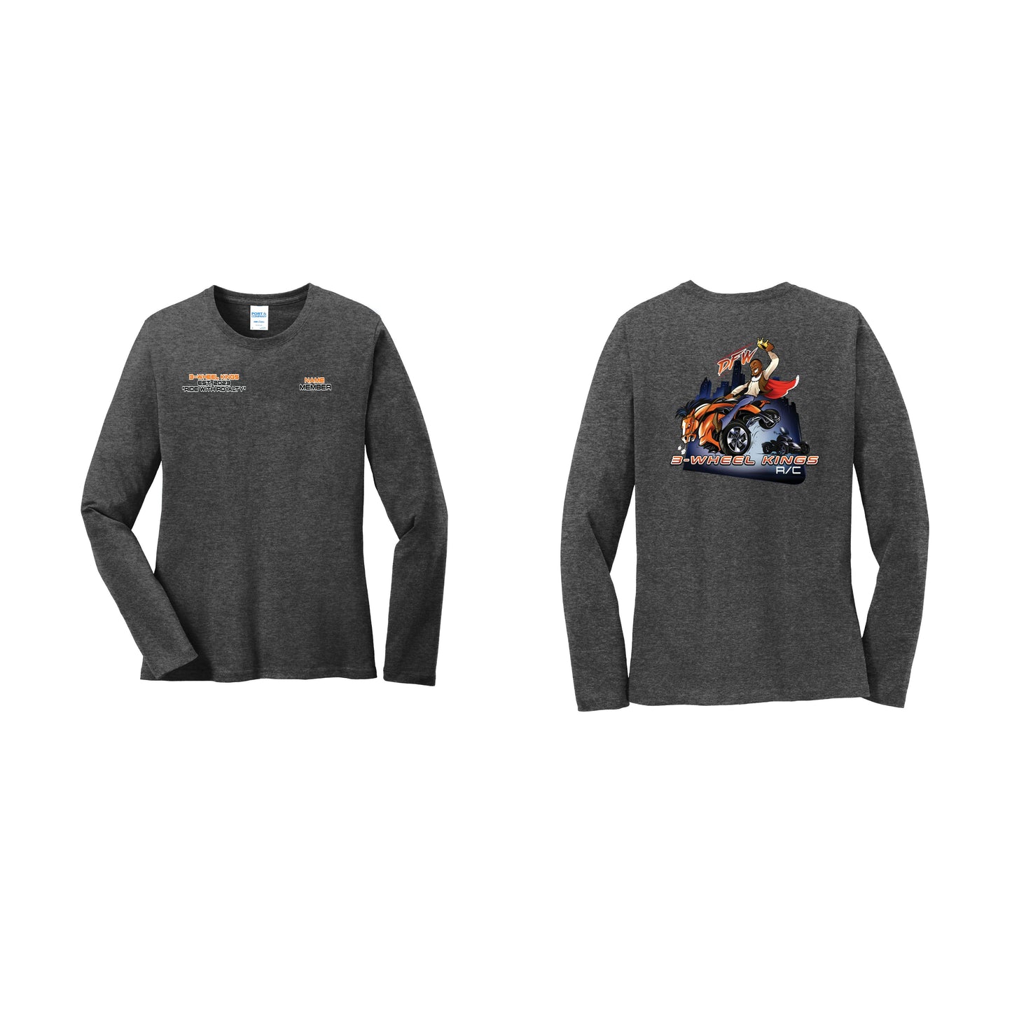 3 Wheel Kings Classic Ladies Long Sleeve Tee