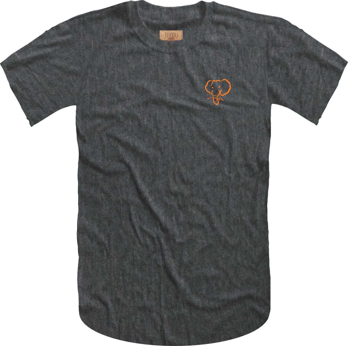 Elephant Head Tee-Charcoal Heather/Orange