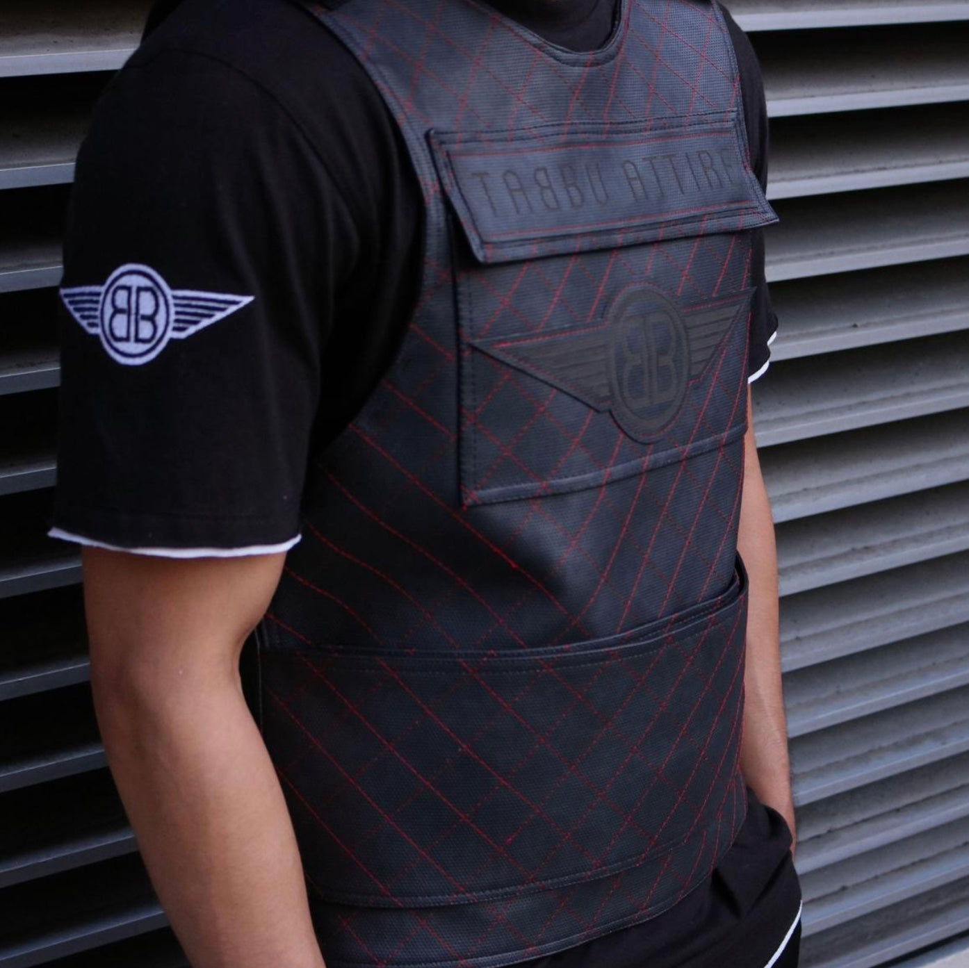 Premium Vest Black on Red