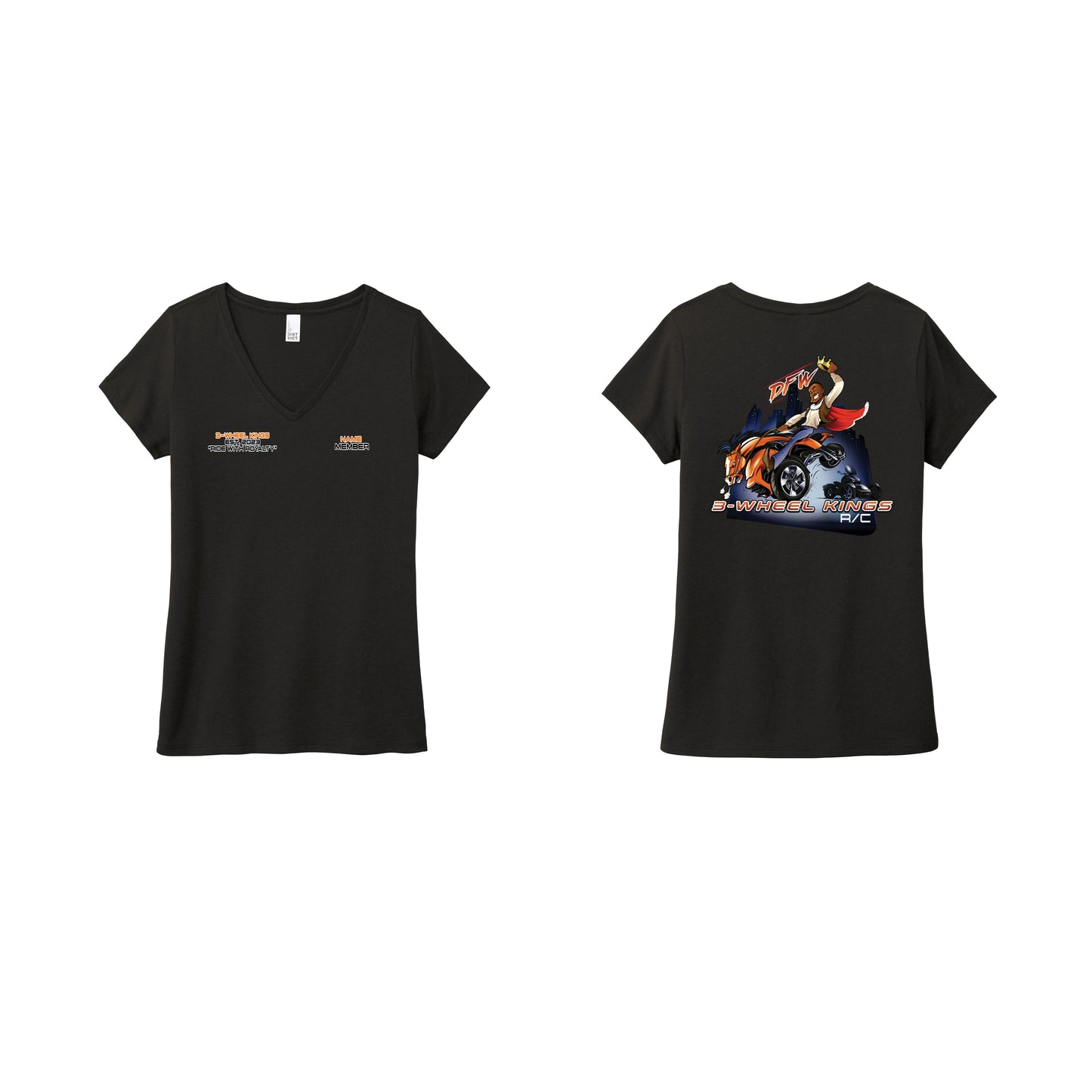 3 Wheel Kings Classic Ladies V Neck Tee