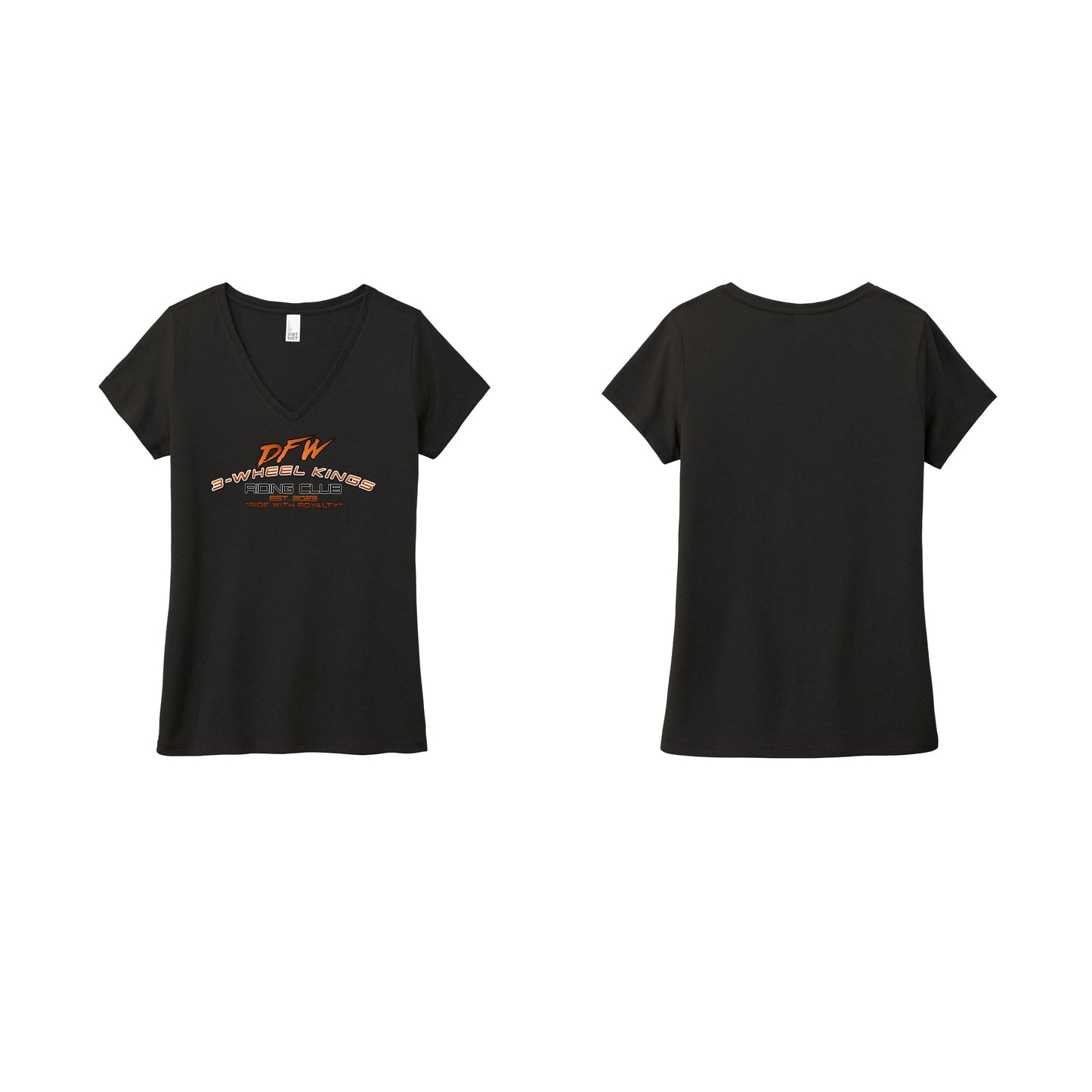 3 Wheel Kings Arch Logo Ladies V Neck Tee