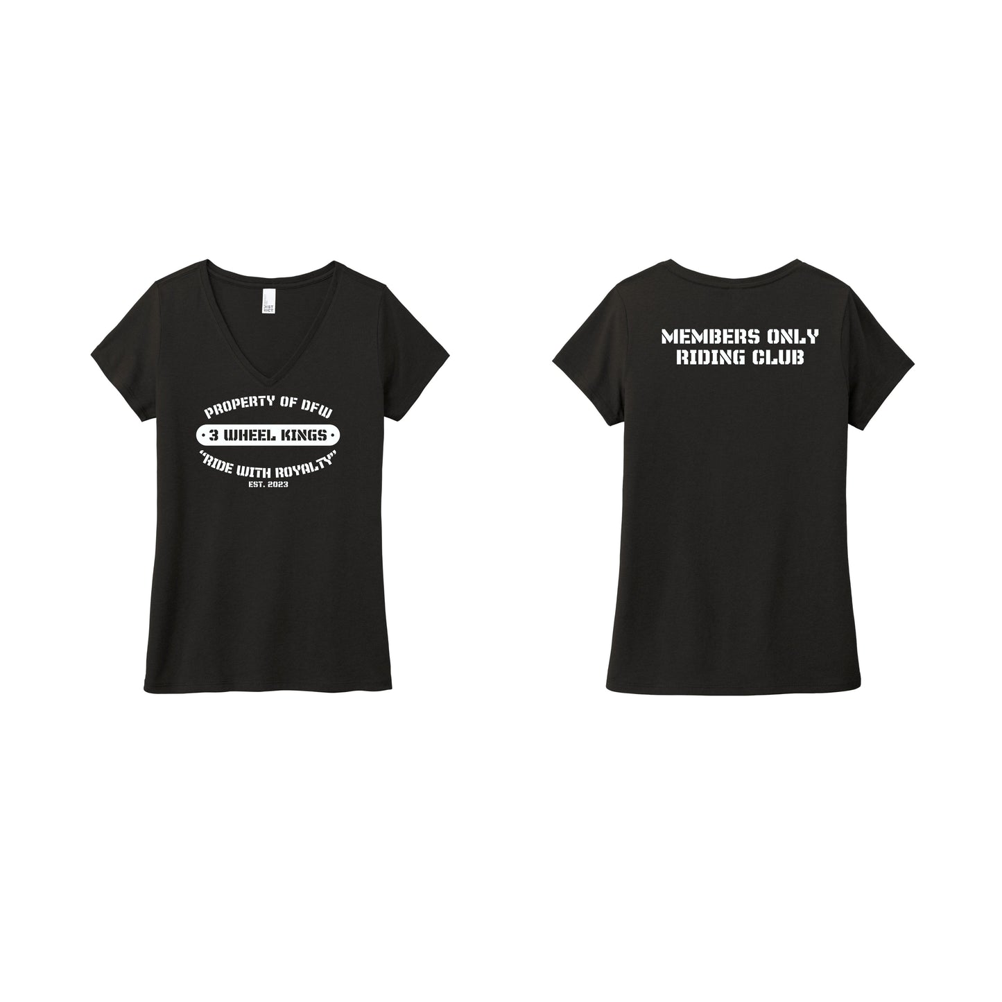 3 Wheel Kings Property Ladies V Neck Tee