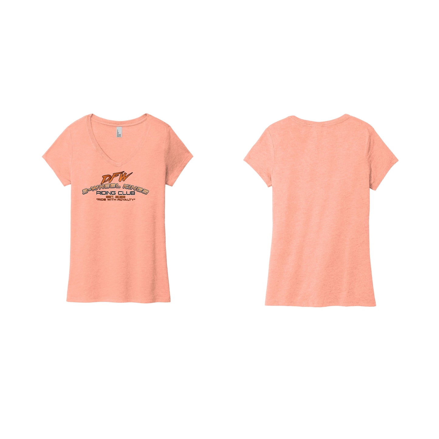 3 Wheel Kings Arch Logo Ladies V Neck Tee