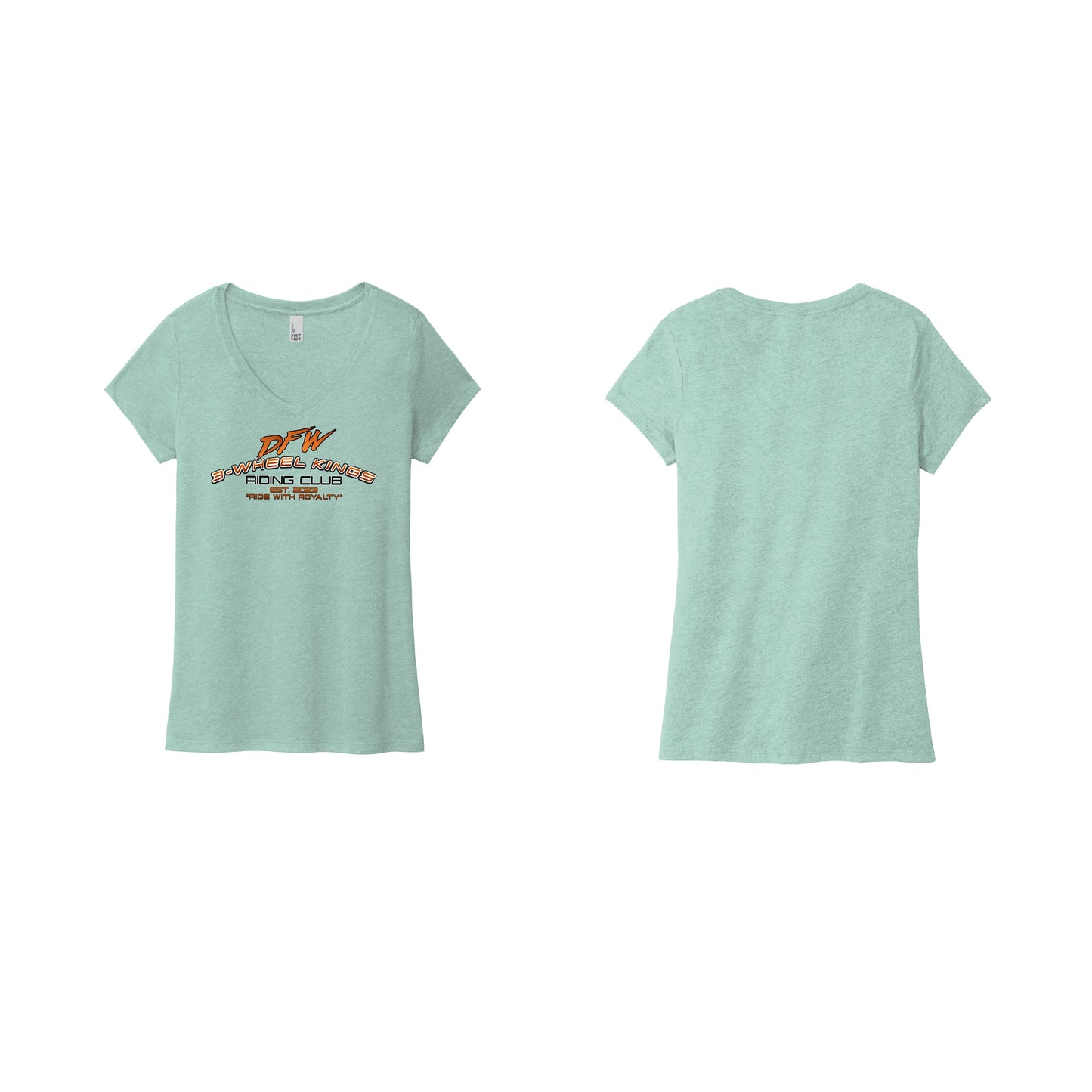 3 Wheel Kings Arch Logo Ladies V Neck Tee