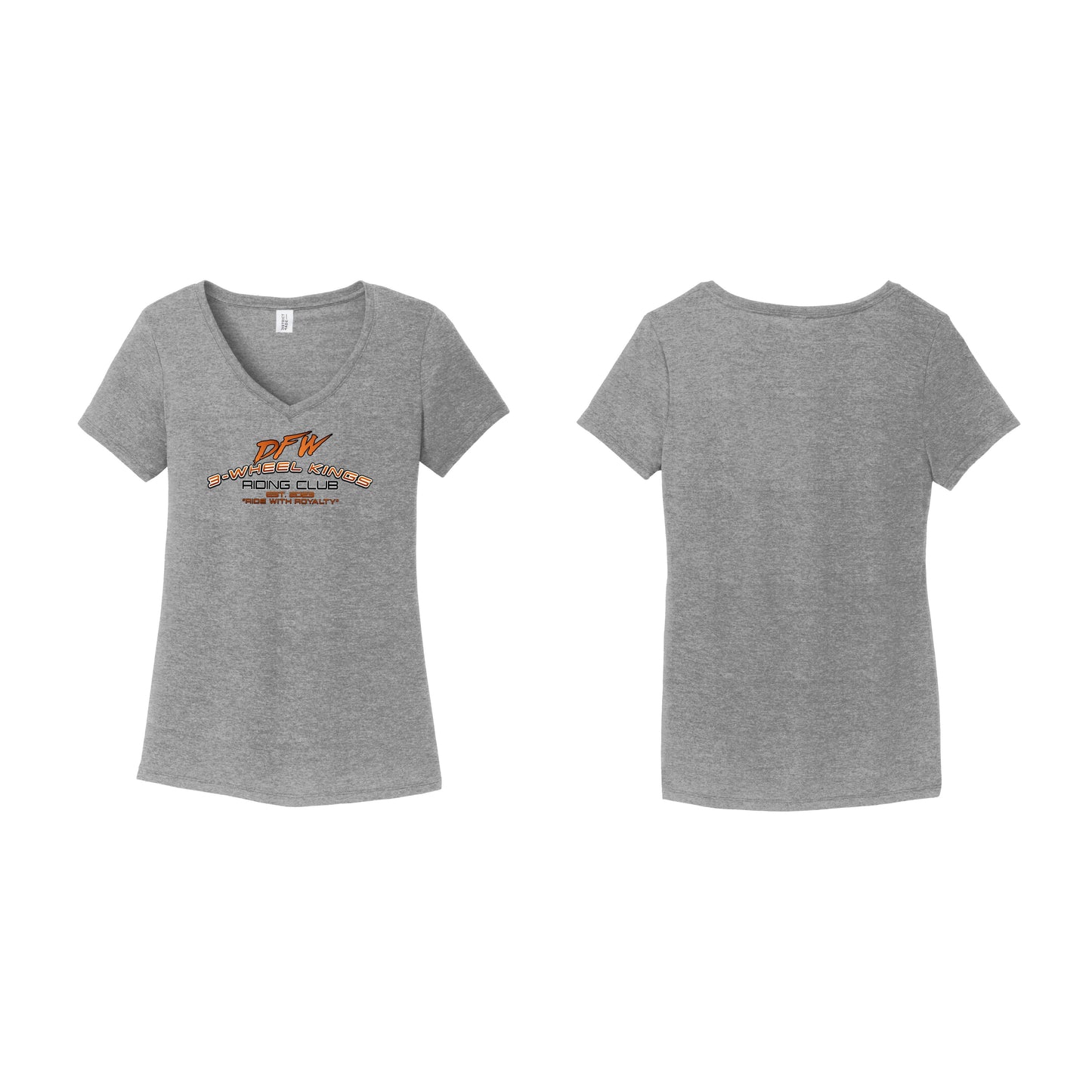 3 Wheel Kings Arch Logo Ladies V Neck Tee
