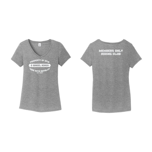 3 Wheel Kings Property Ladies V Neck Tee
