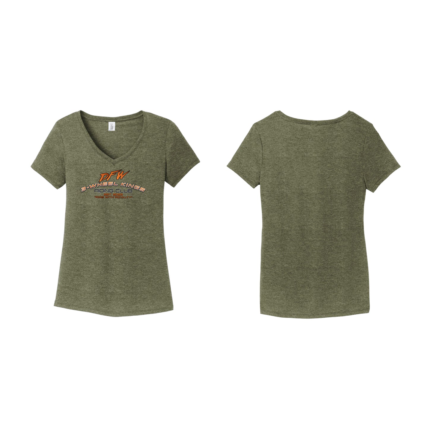 3 Wheel Kings Arch Logo Ladies V Neck Tee