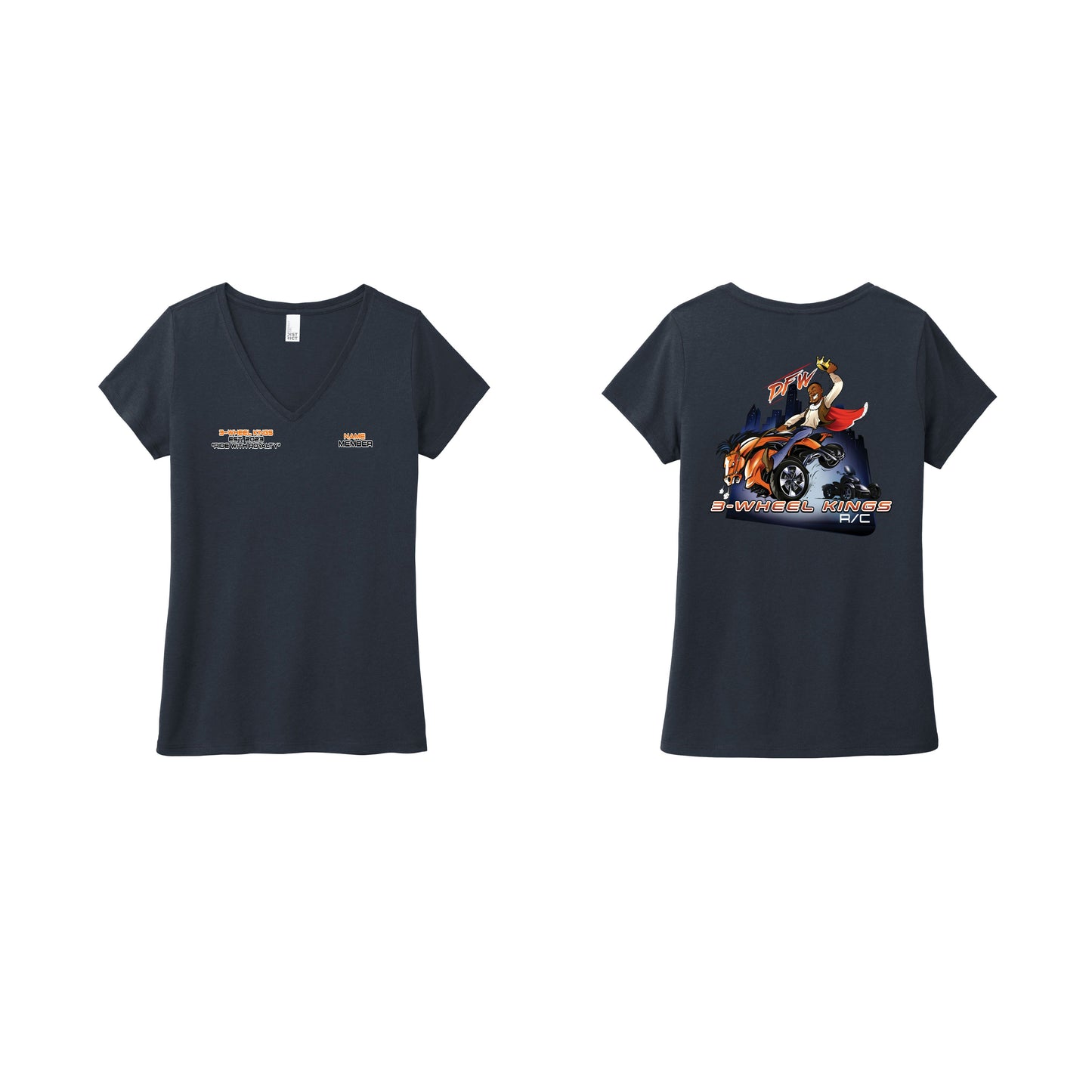 3 Wheel Kings Classic Ladies V Neck Tee