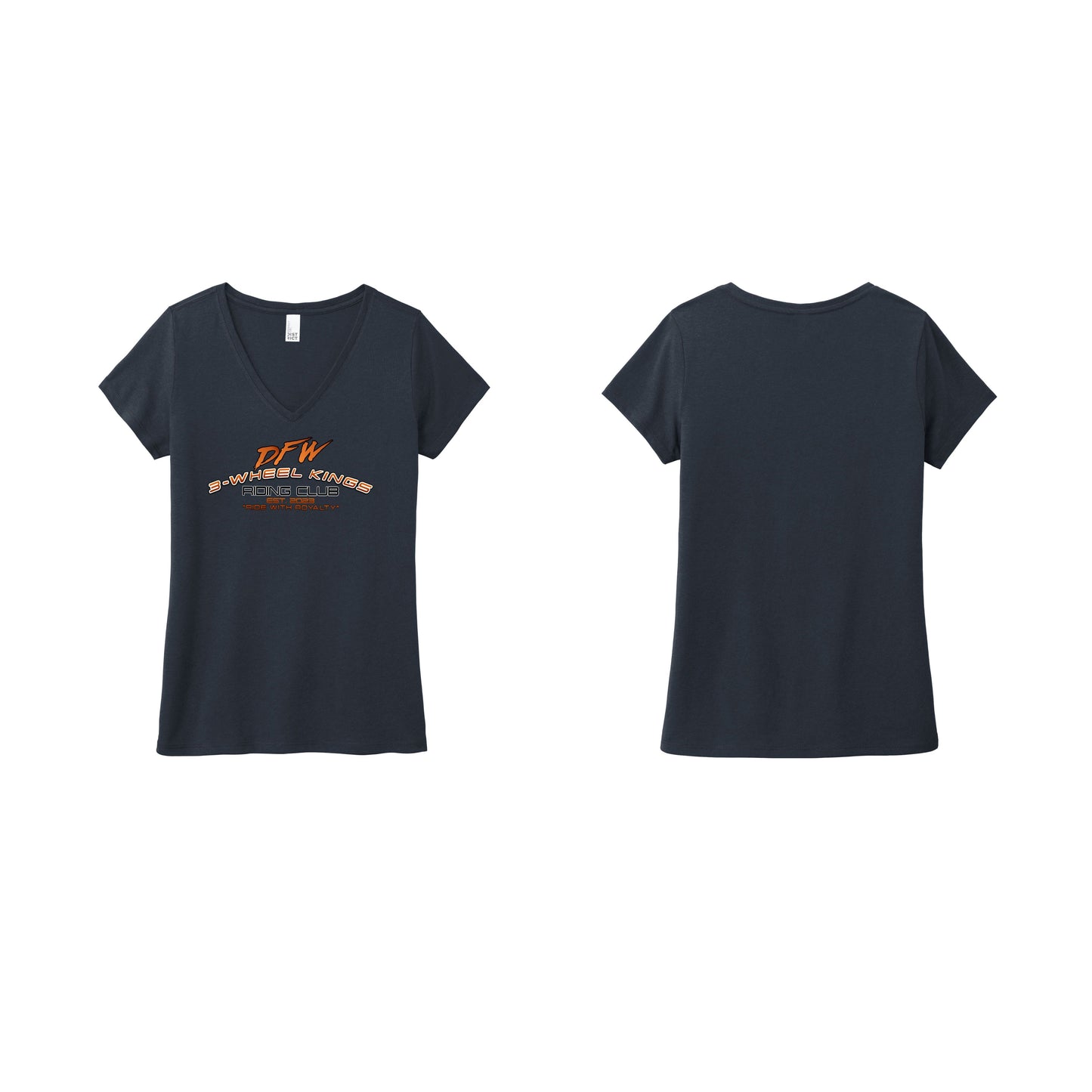 3 Wheel Kings Arch Logo Ladies V Neck Tee