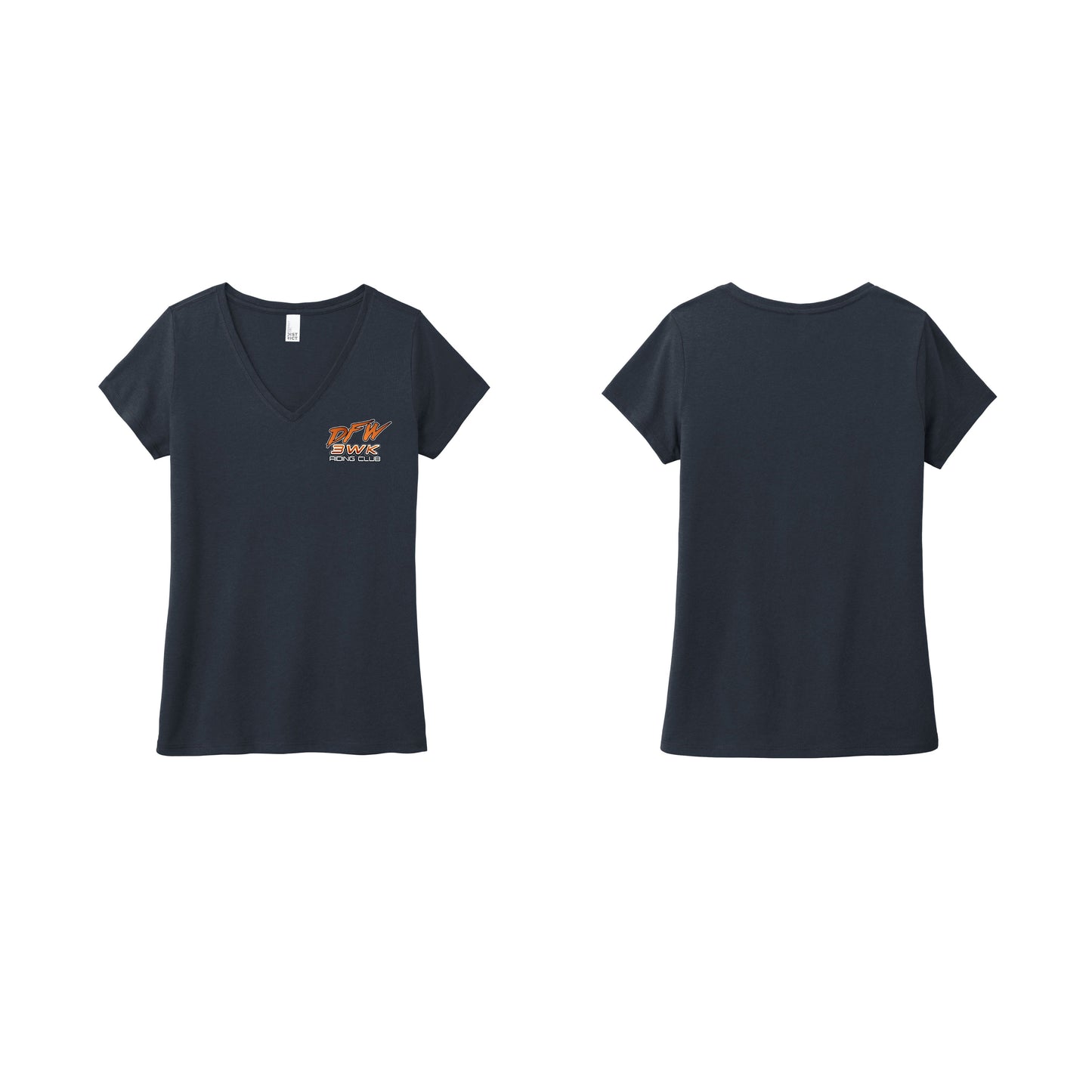 3 Wheel Kings Chest Logo Ladies V Neck Tee