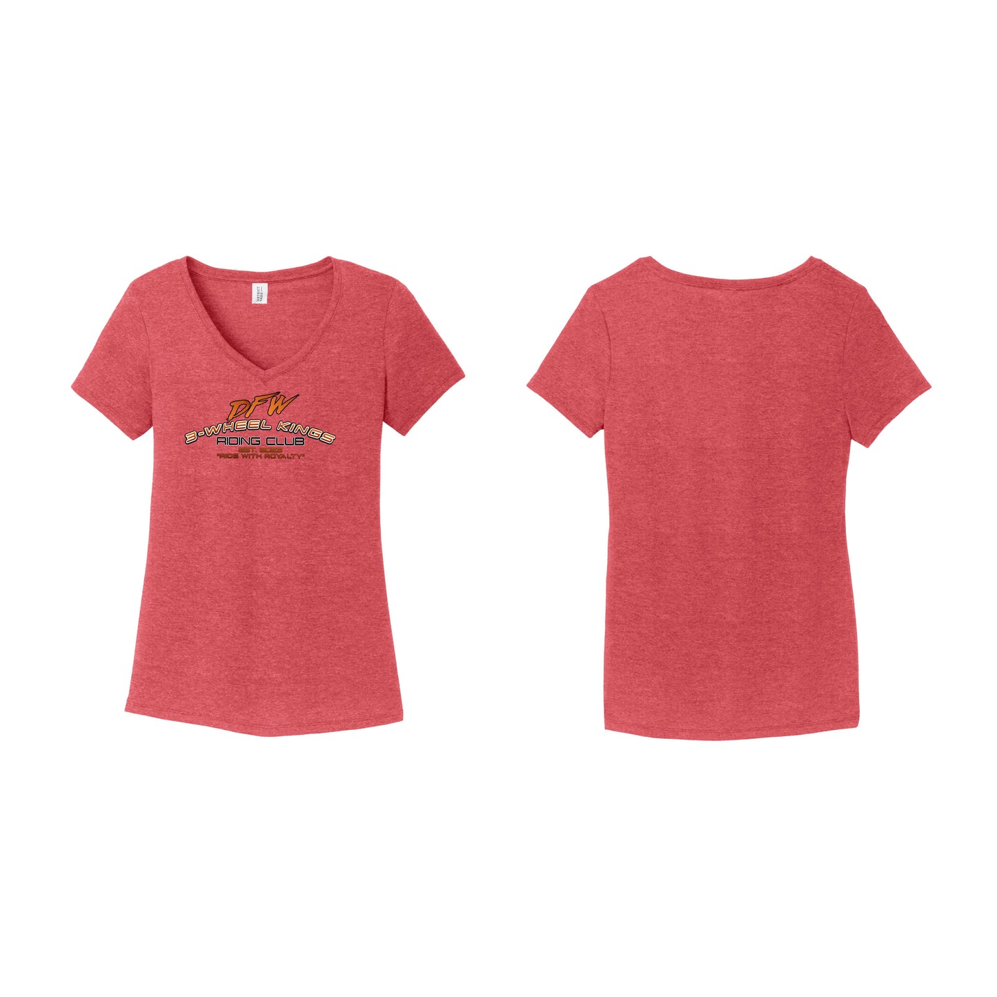 3 Wheel Kings Arch Logo Ladies V Neck Tee