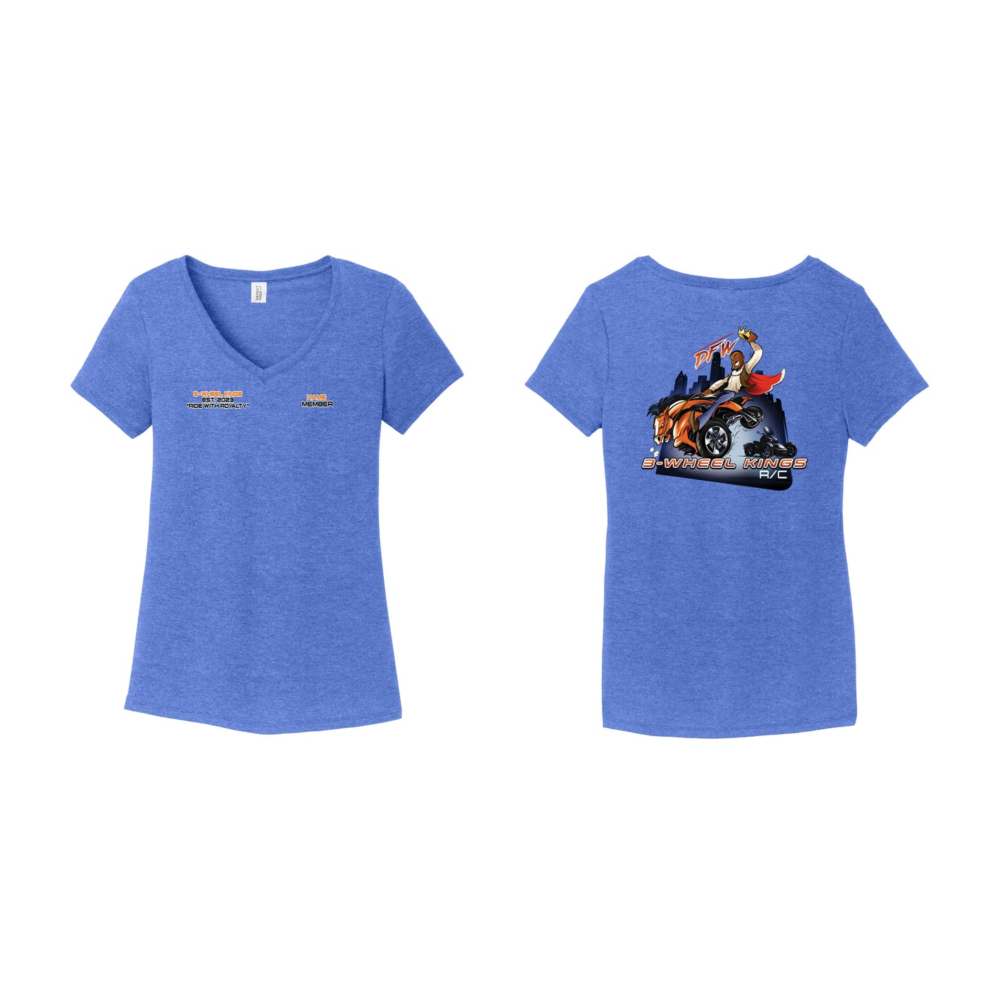 3 Wheel Kings Classic Ladies V Neck Tee