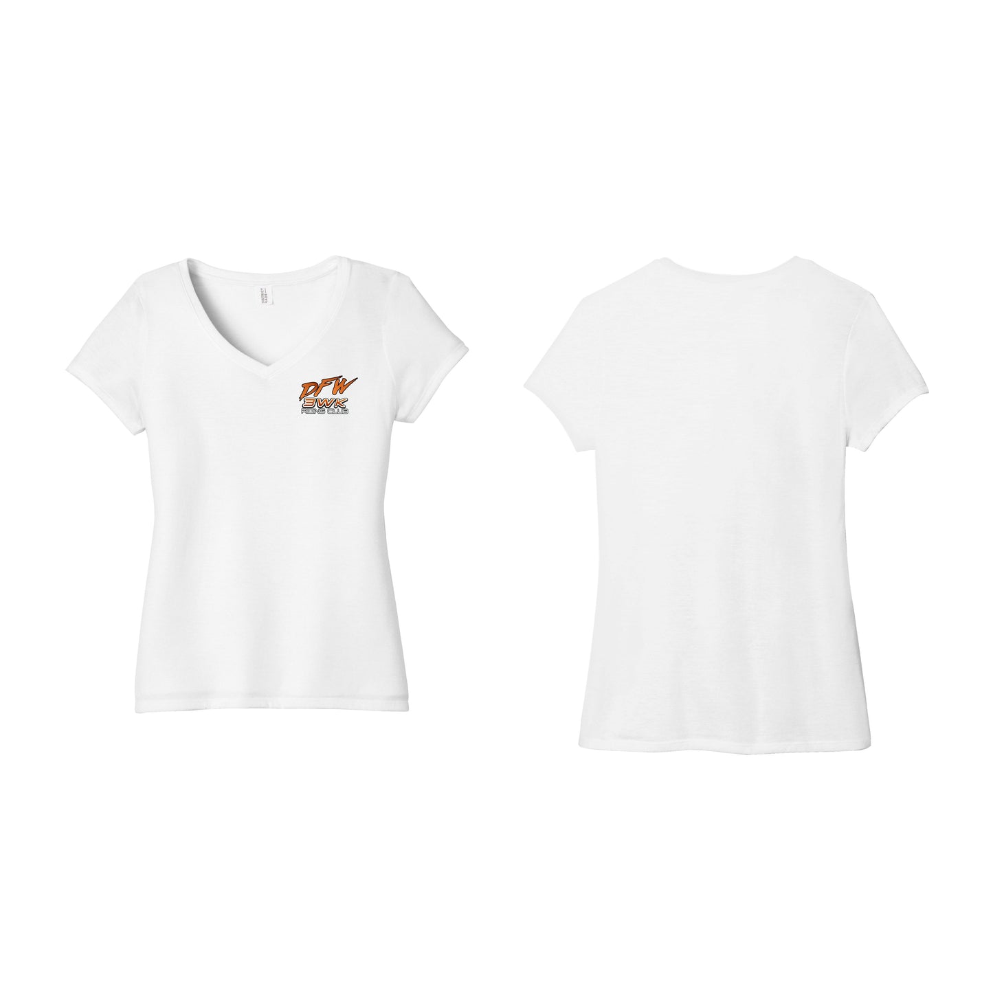 3 Wheel Kings Chest Logo Ladies V Neck Tee
