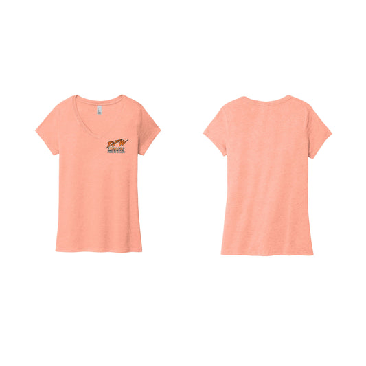 3 Wheel Kings Chest Logo Ladies V Neck Tee