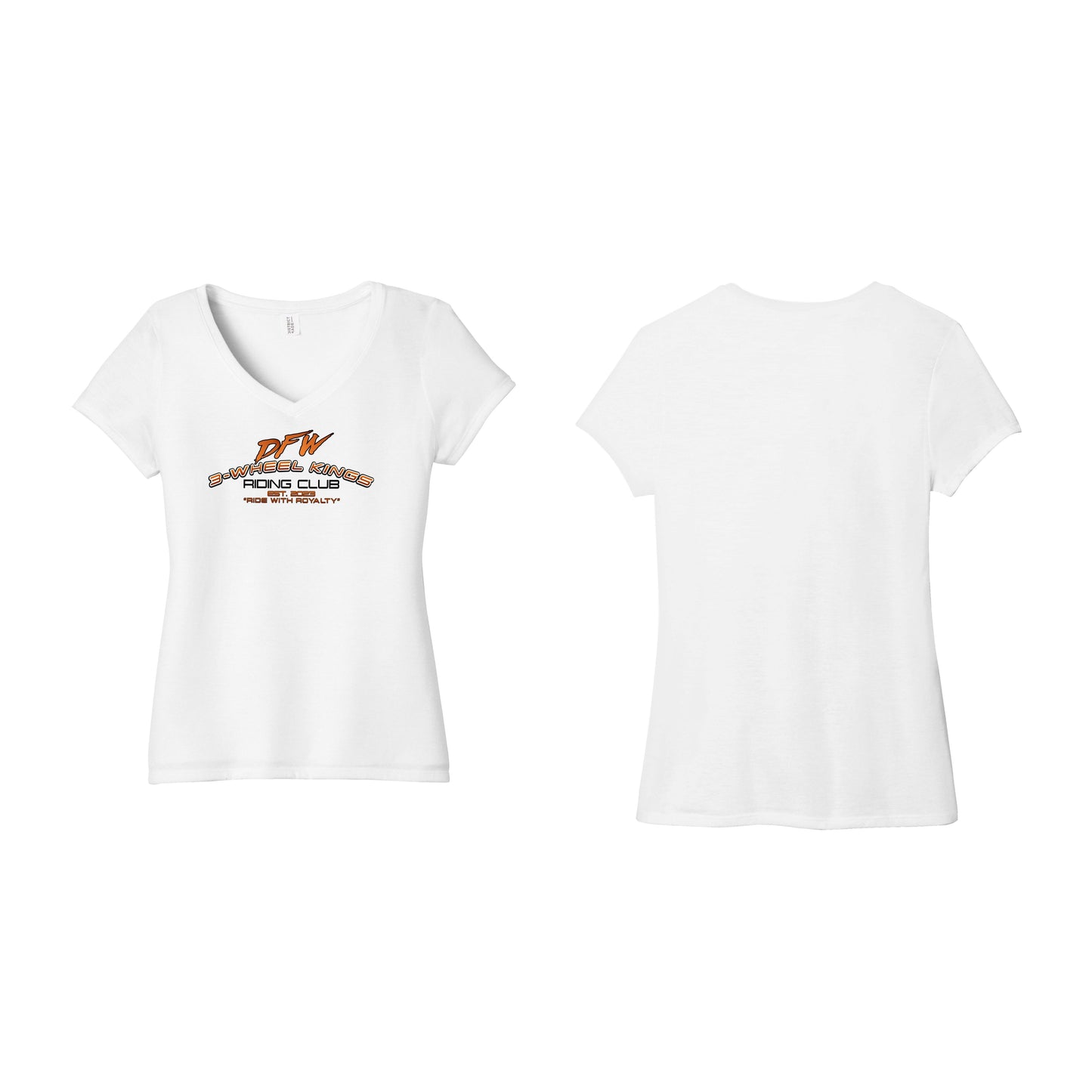 3 Wheel Kings Arch Logo Ladies V Neck Tee