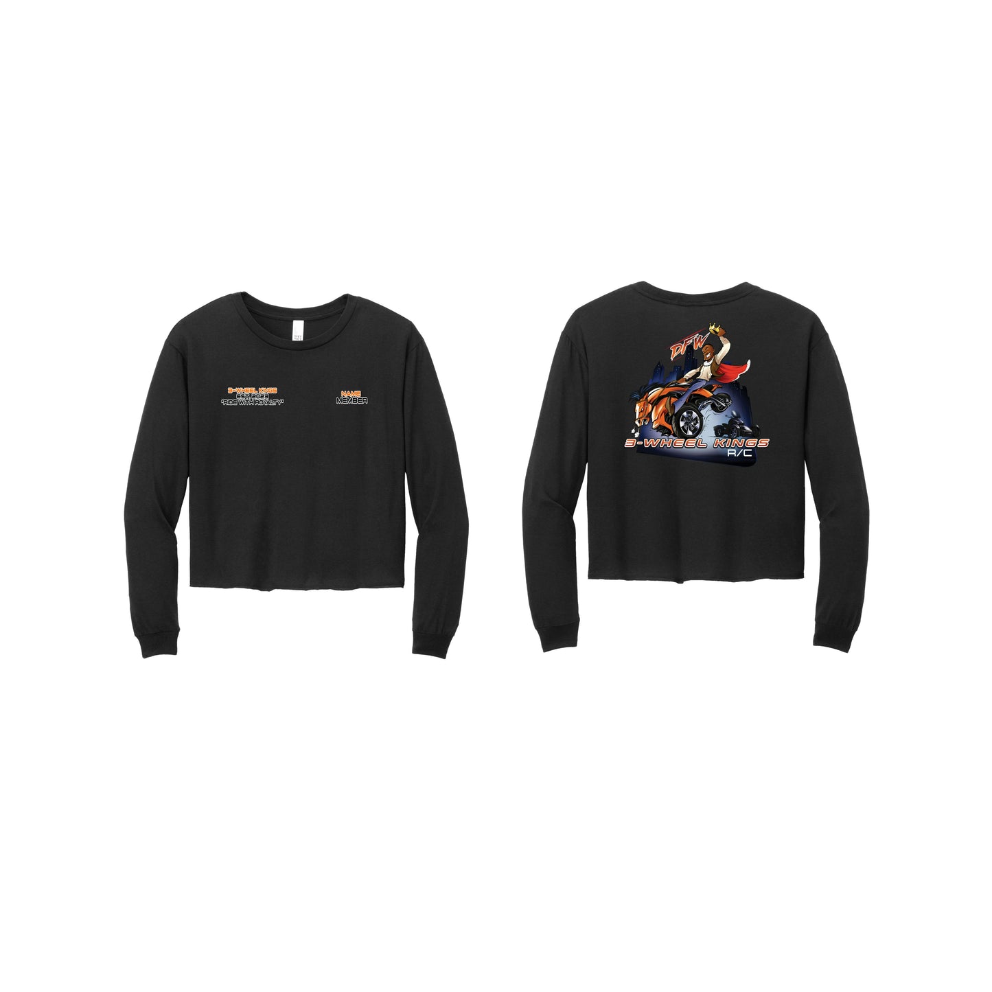 3 Wheel Kings Classic Crop Long Sleeve Tee