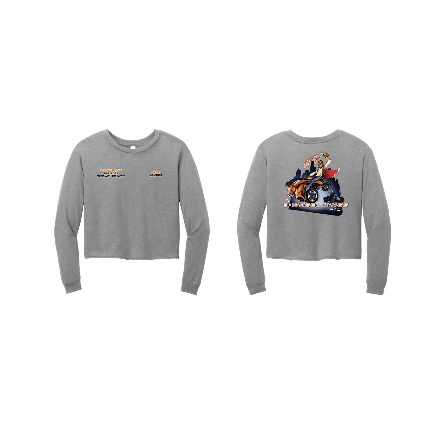 3 Wheel Kings Classic Crop Long Sleeve Tee