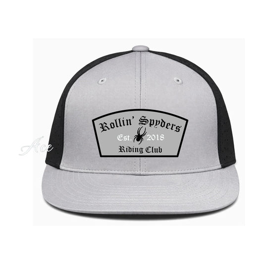 Silver Black Perforated Spyder Logo Hat