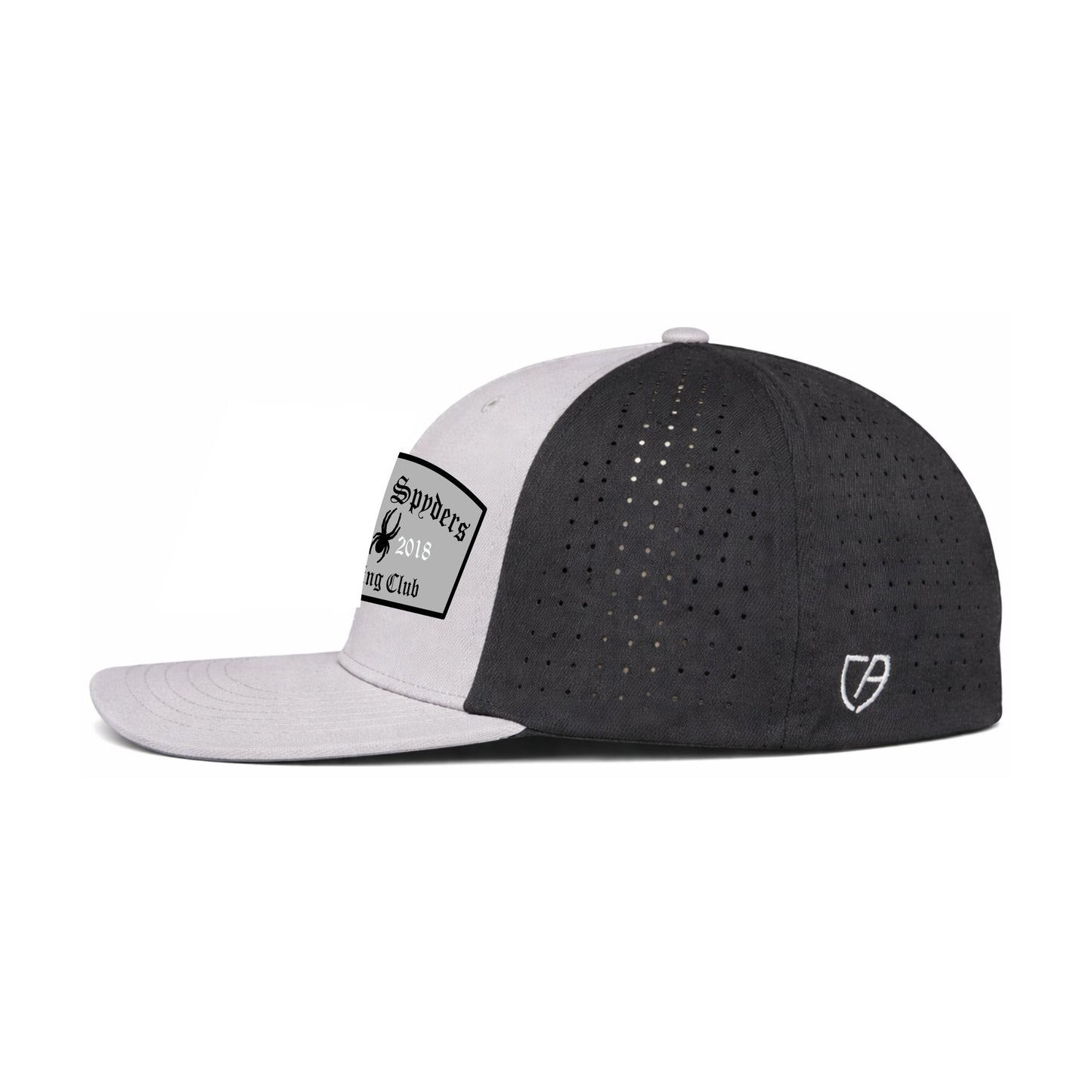Silver Black Perforated Spyder Logo Hat