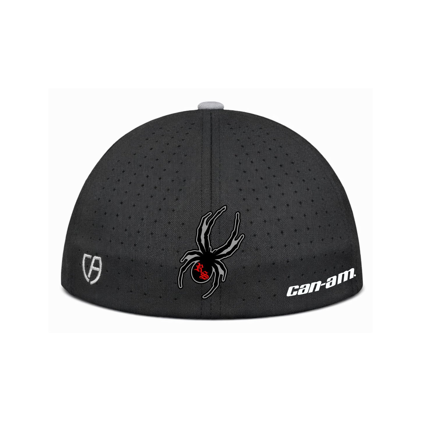 Silver Black Perforated Spyder Logo Hat