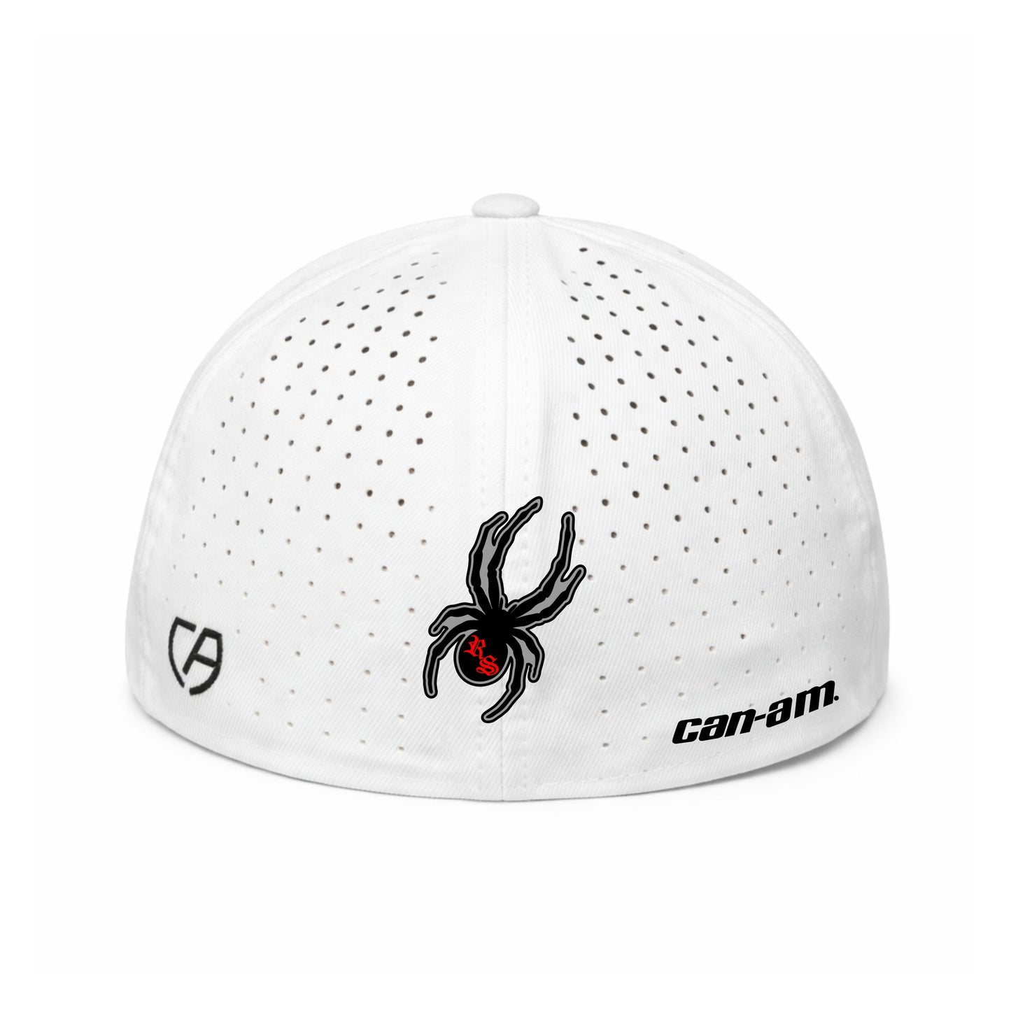 White Perforated Spyder Logo Hat