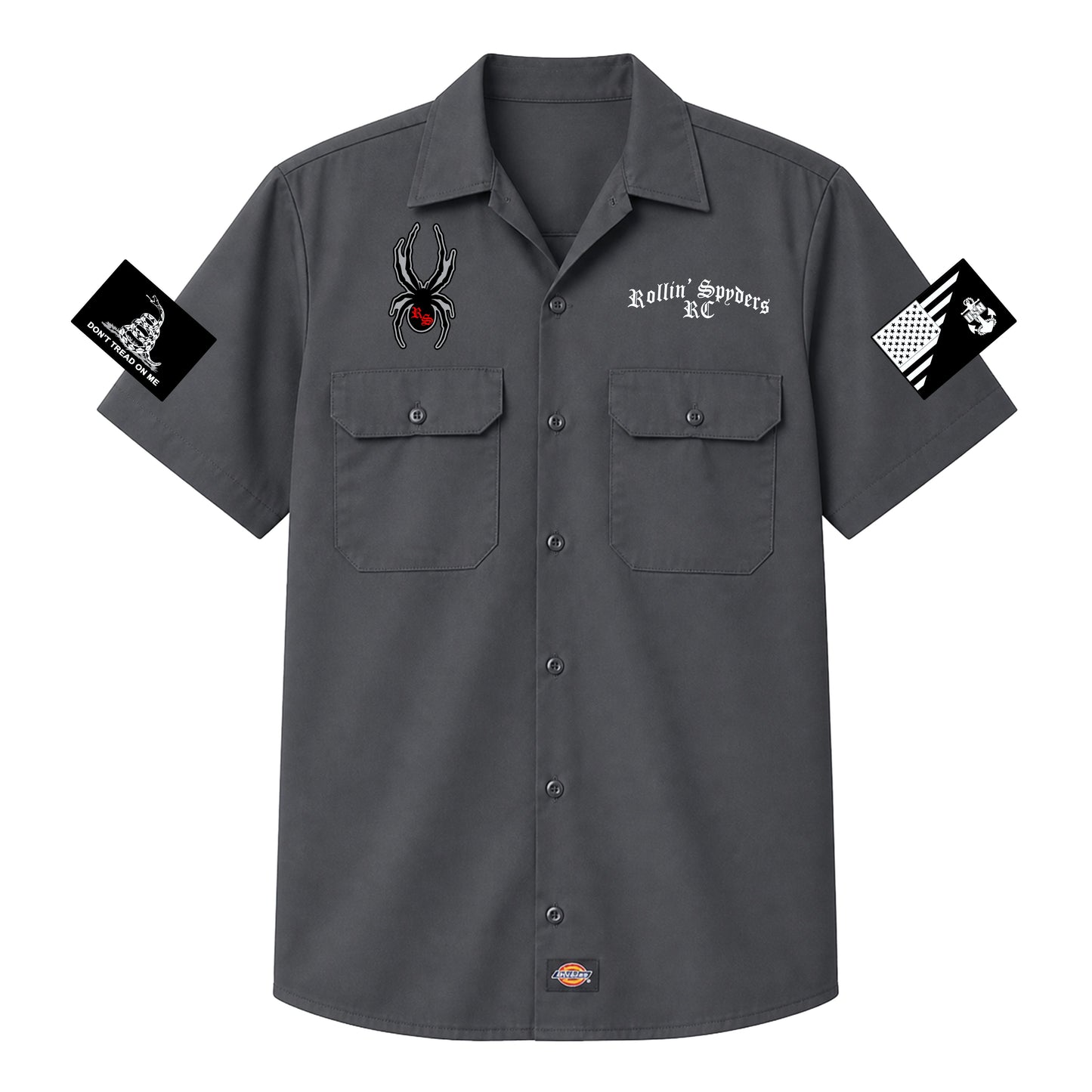 Rollin' Spyders Grey Printed Work Shirt