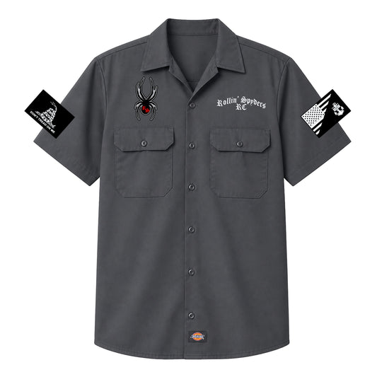 Rollin' Spyders Grey Printed Work Shirt