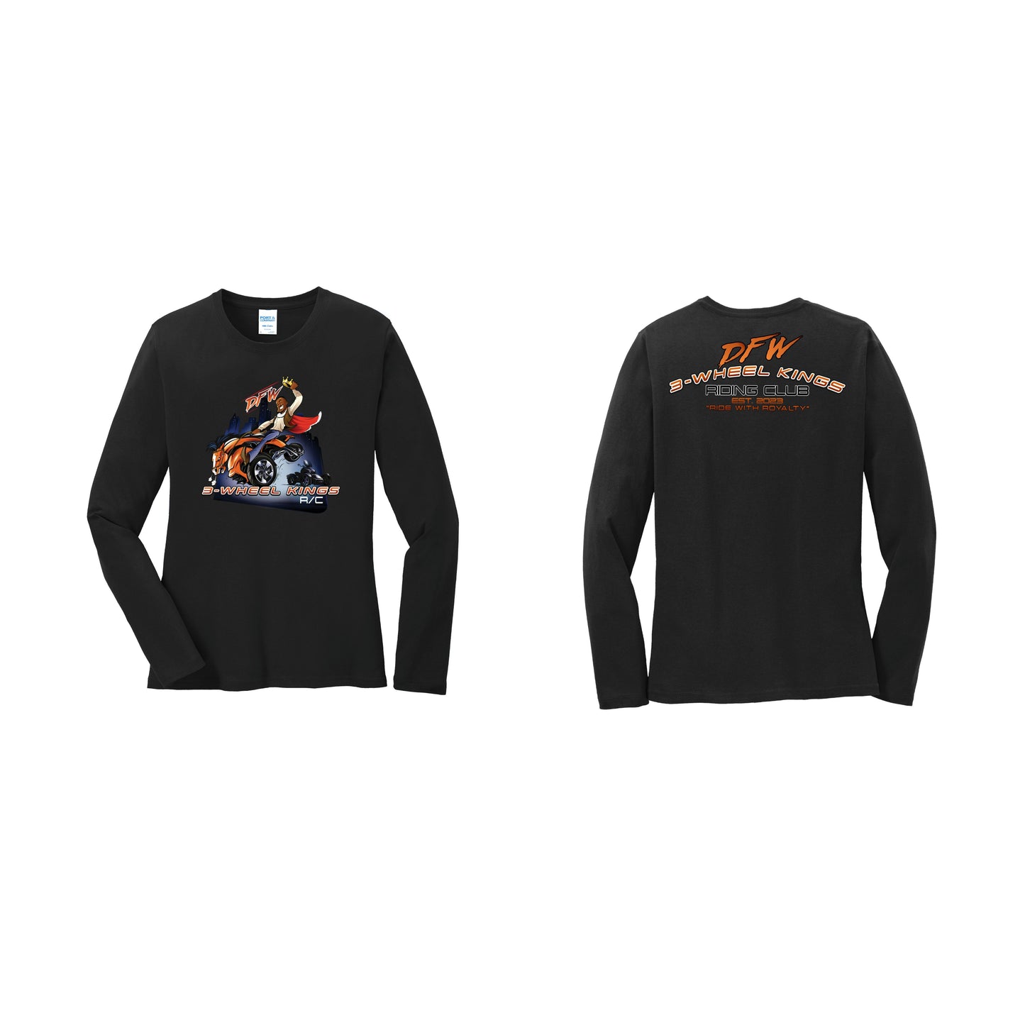 3 Wheel Kings Back Arch Ladies Long Sleeve Tee