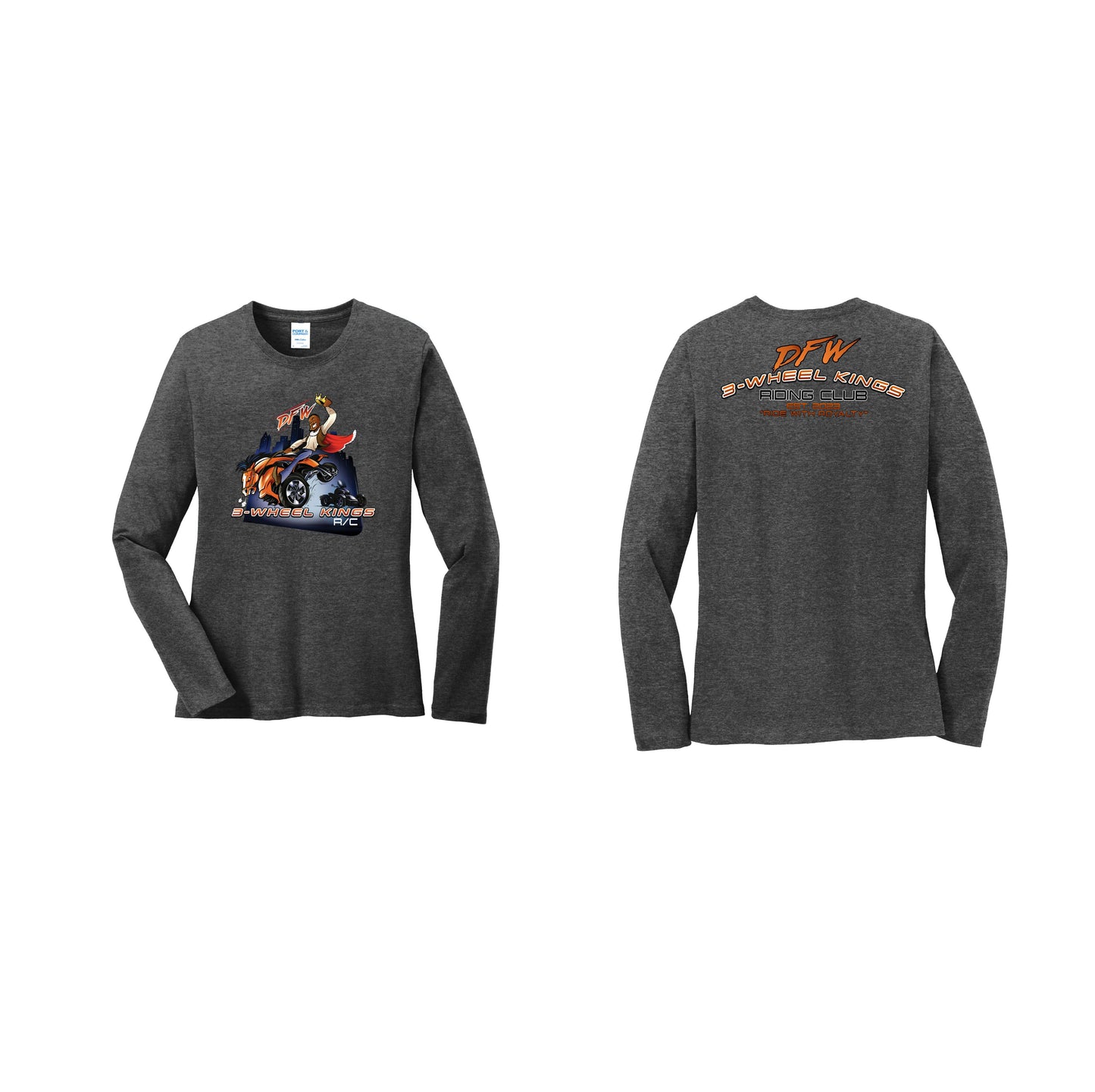 3 Wheel Kings Back Arch Ladies Long Sleeve Tee