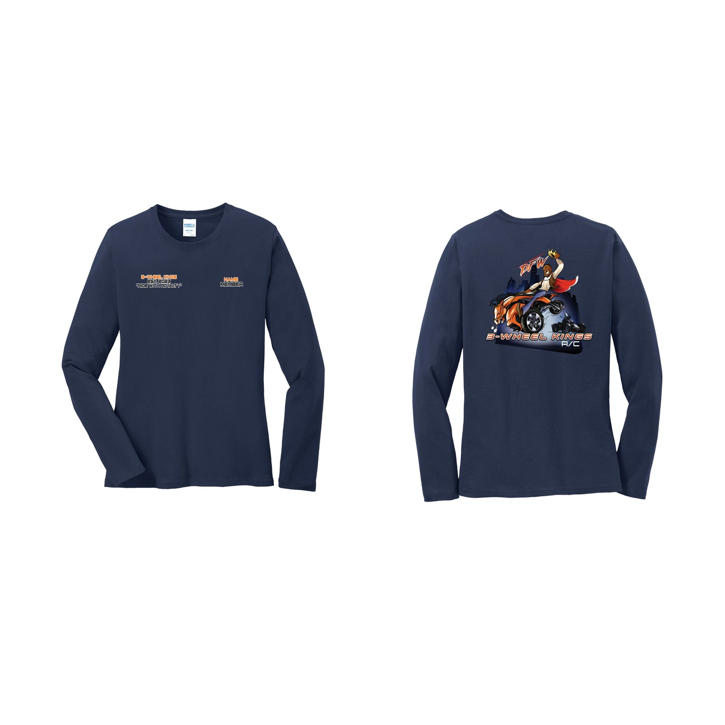 3 Wheel Kings Classic Ladies Long Sleeve Tee