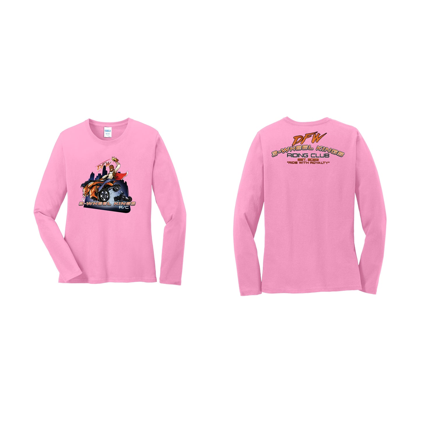 3 Wheel Kings Back Arch Ladies Long Sleeve Tee