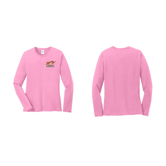 3 Wheel Kings Chest Logo Ladies Long Sleeve Tee