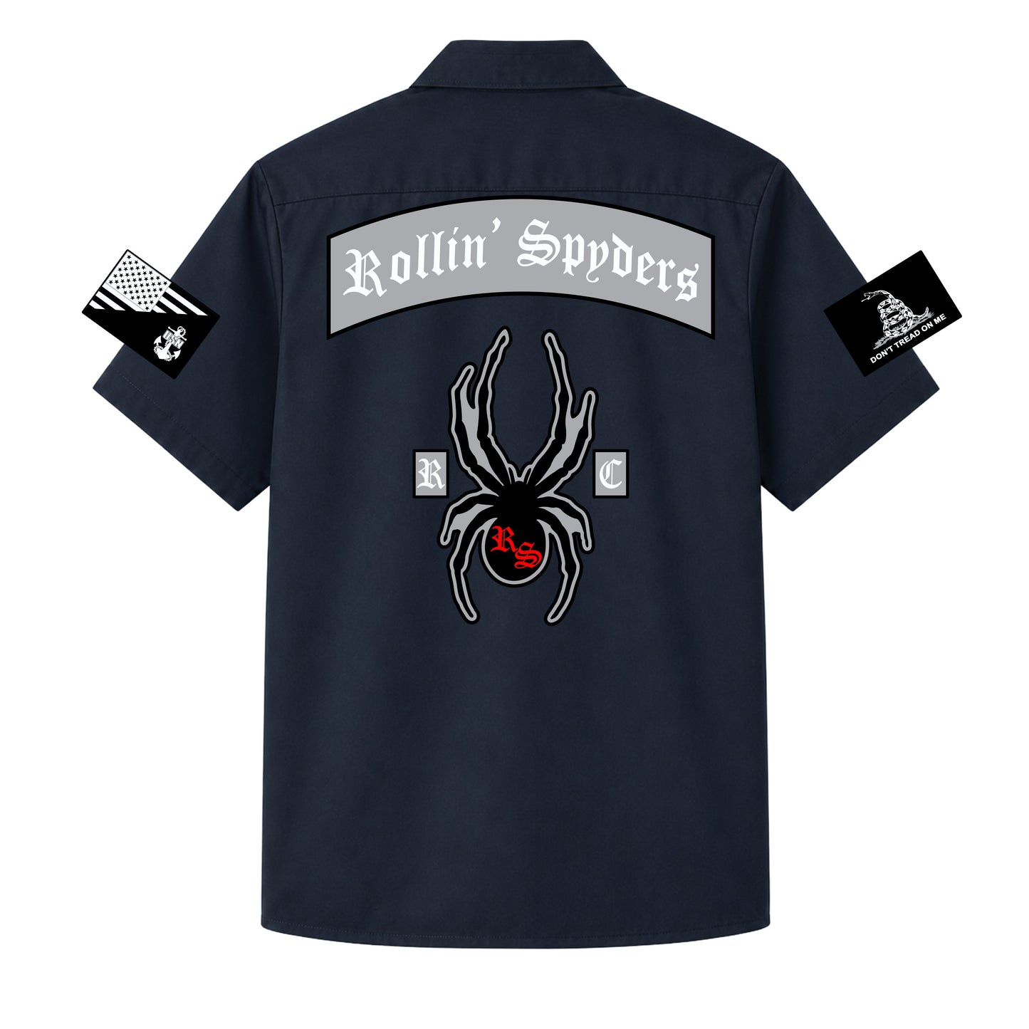 Rollin' Spyders Navy Printed Work Shirt
