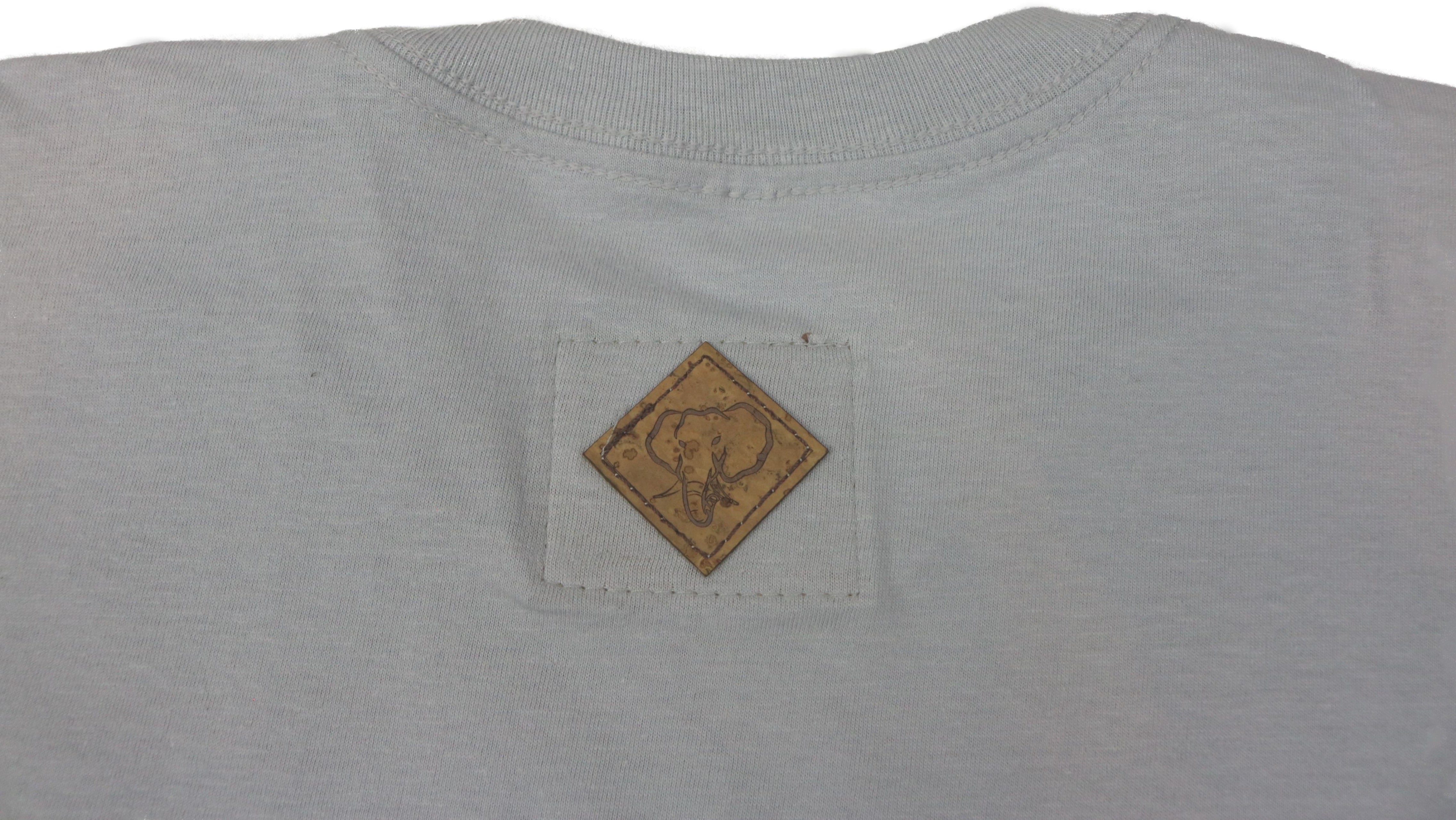 Elephant Head Crewneck Tee in Silver with Black Embroidery