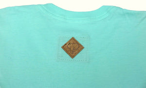Elephant Head Crewneck Tee in Celadon with Red Embroidery