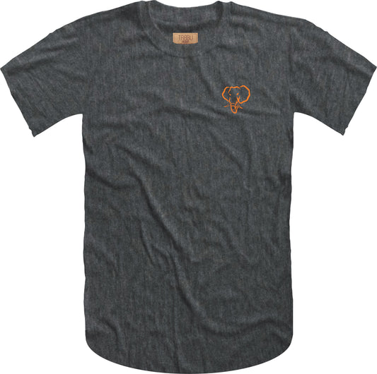 Elephant Head Tee-Charcoal Heather/Orange