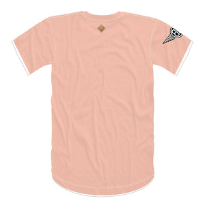Oversized Elephant Head Tee in Peach with White/Black Embroidery