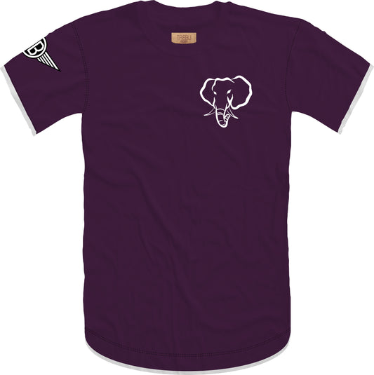 Oversized Elephant Head Tee in Plumb with White/Black Embroidery
