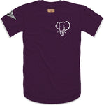 Oversized Elephant Head Tee in Plumb with White/Black Embroidery