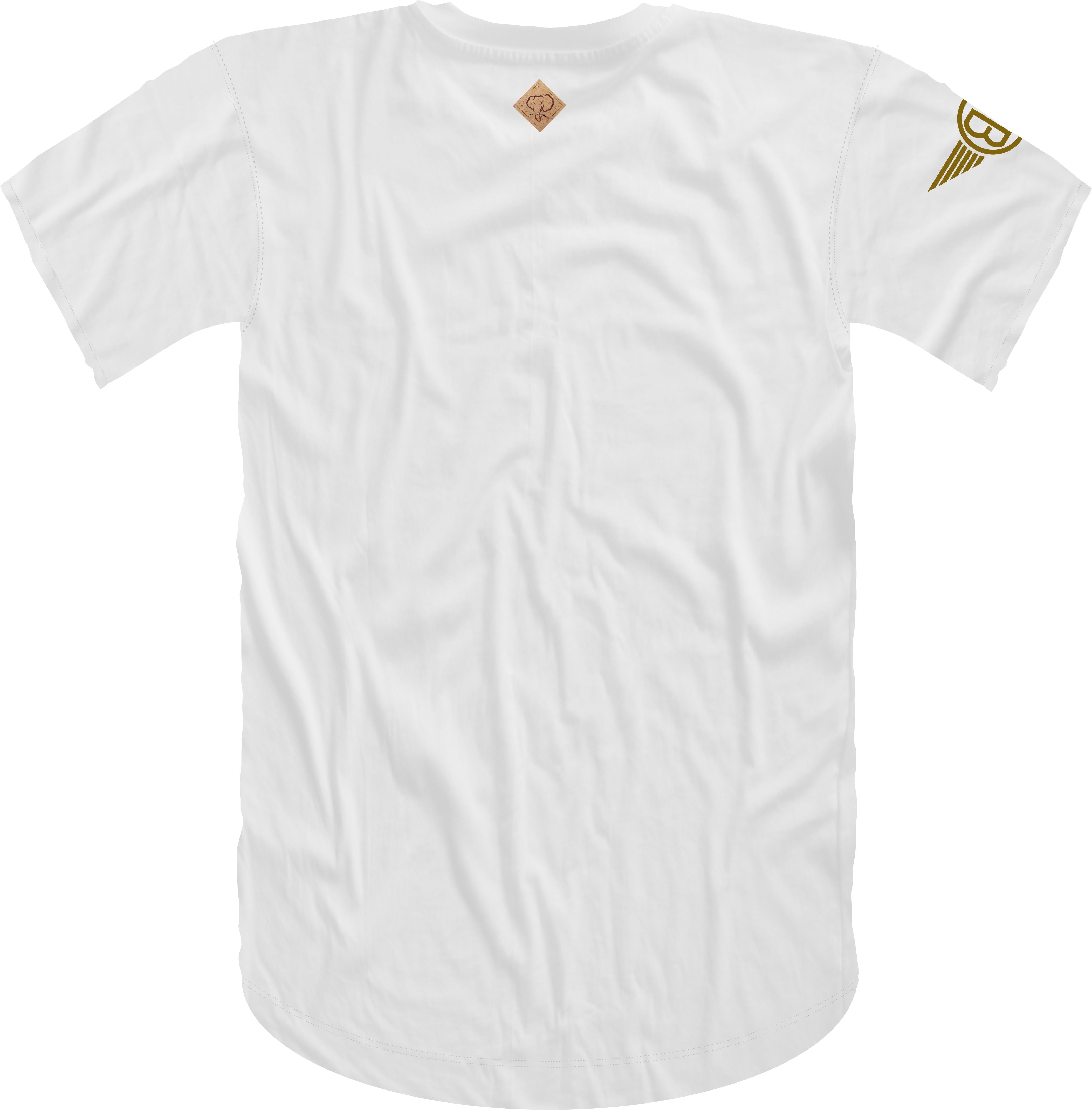Oversized Elephant Head Tee in White with Gold Embroidery