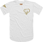 Oversized Elephant Head Tee in White with Gold Embroidery