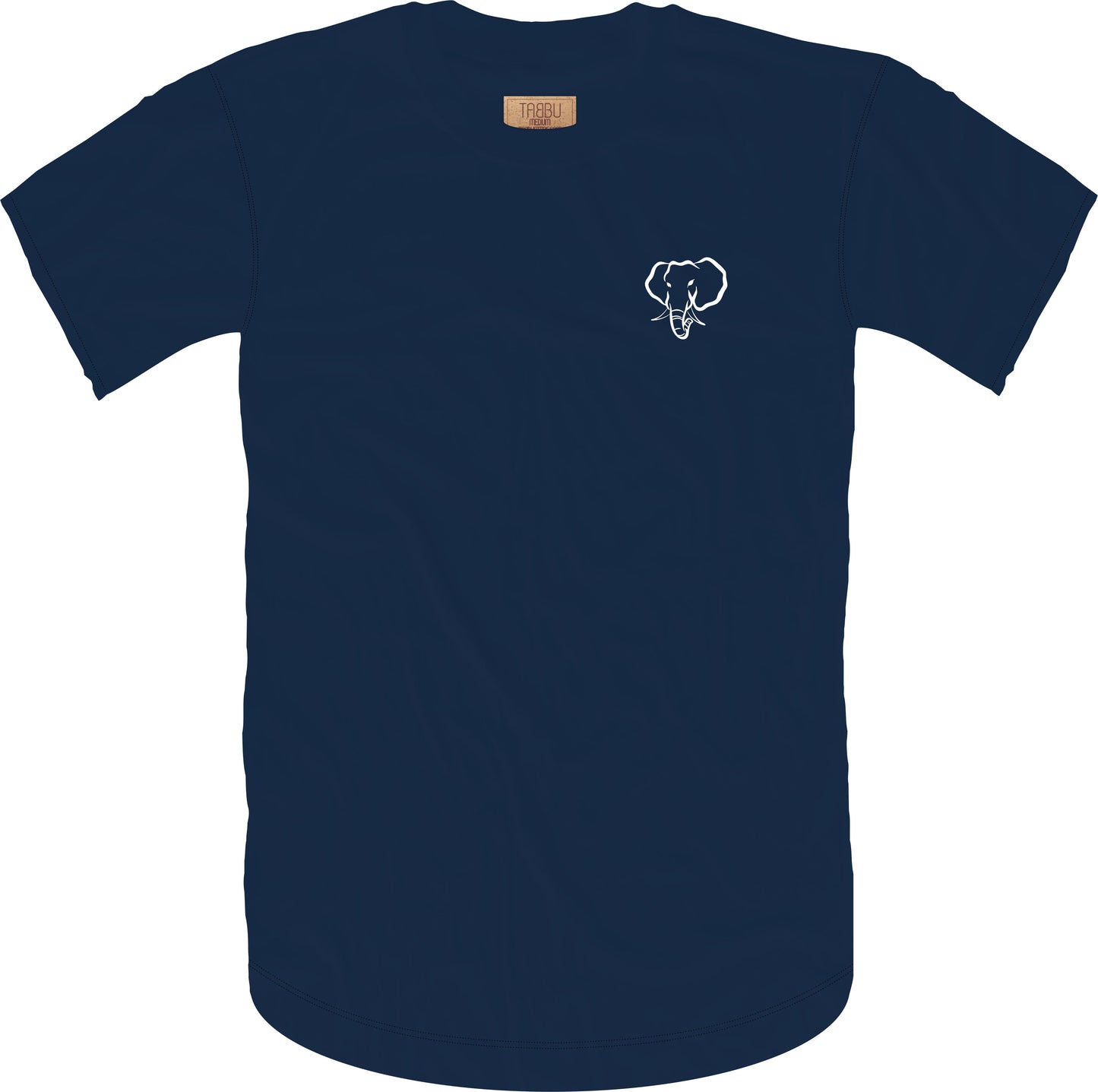 Elephant Head Crewneck Tee in Navy with White Embroidery