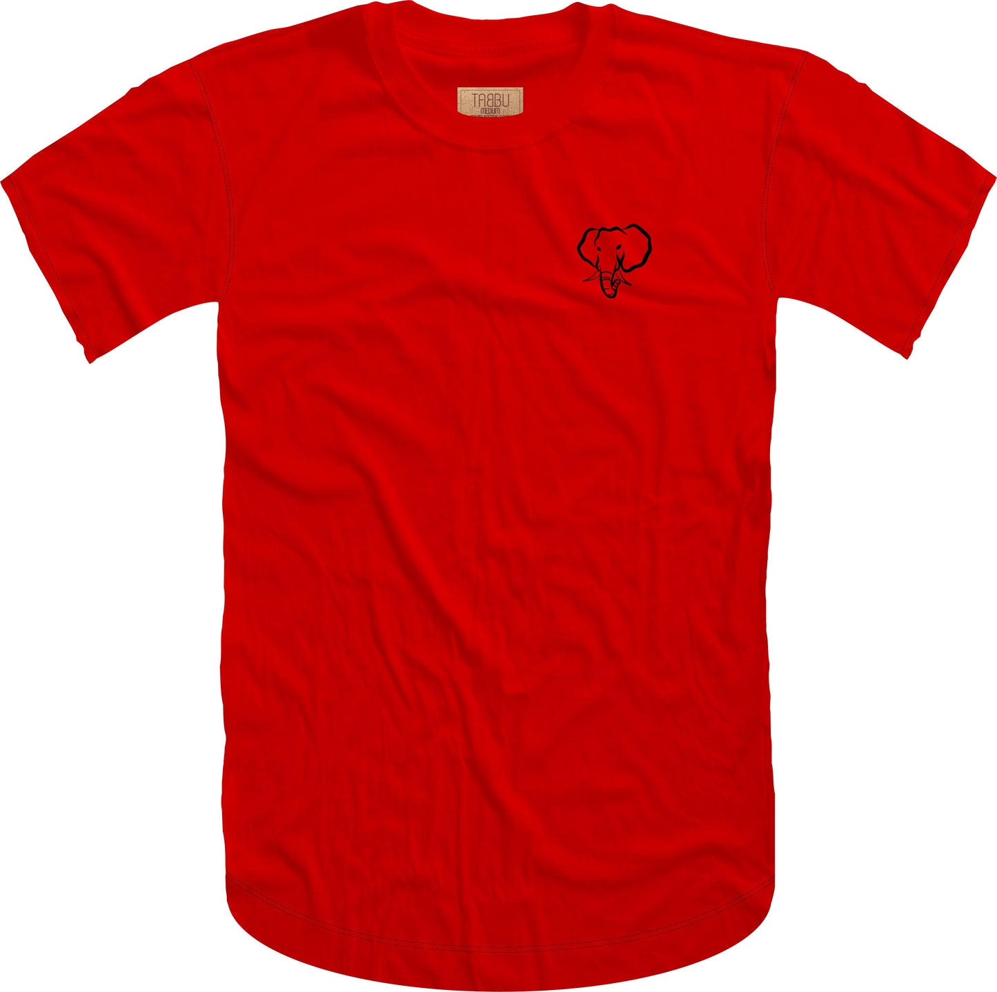 Elephant Head Crewneck Tee in Red with Black Embroidery