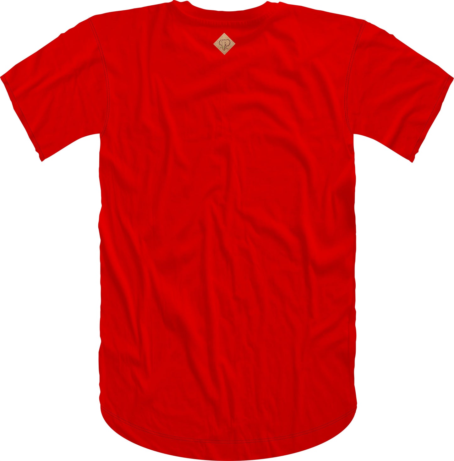 Elephant Head Crewneck Tee in Red with Black Embroidery