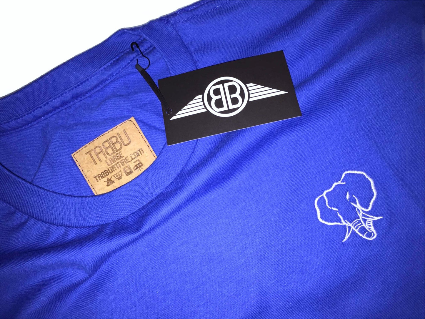 Elephant Head Crewneck Tee in Royal with White Embroidery