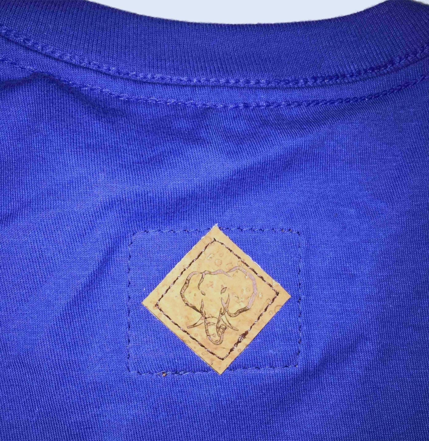 Elephant Head Crewneck Tee in Royal with White Embroidery