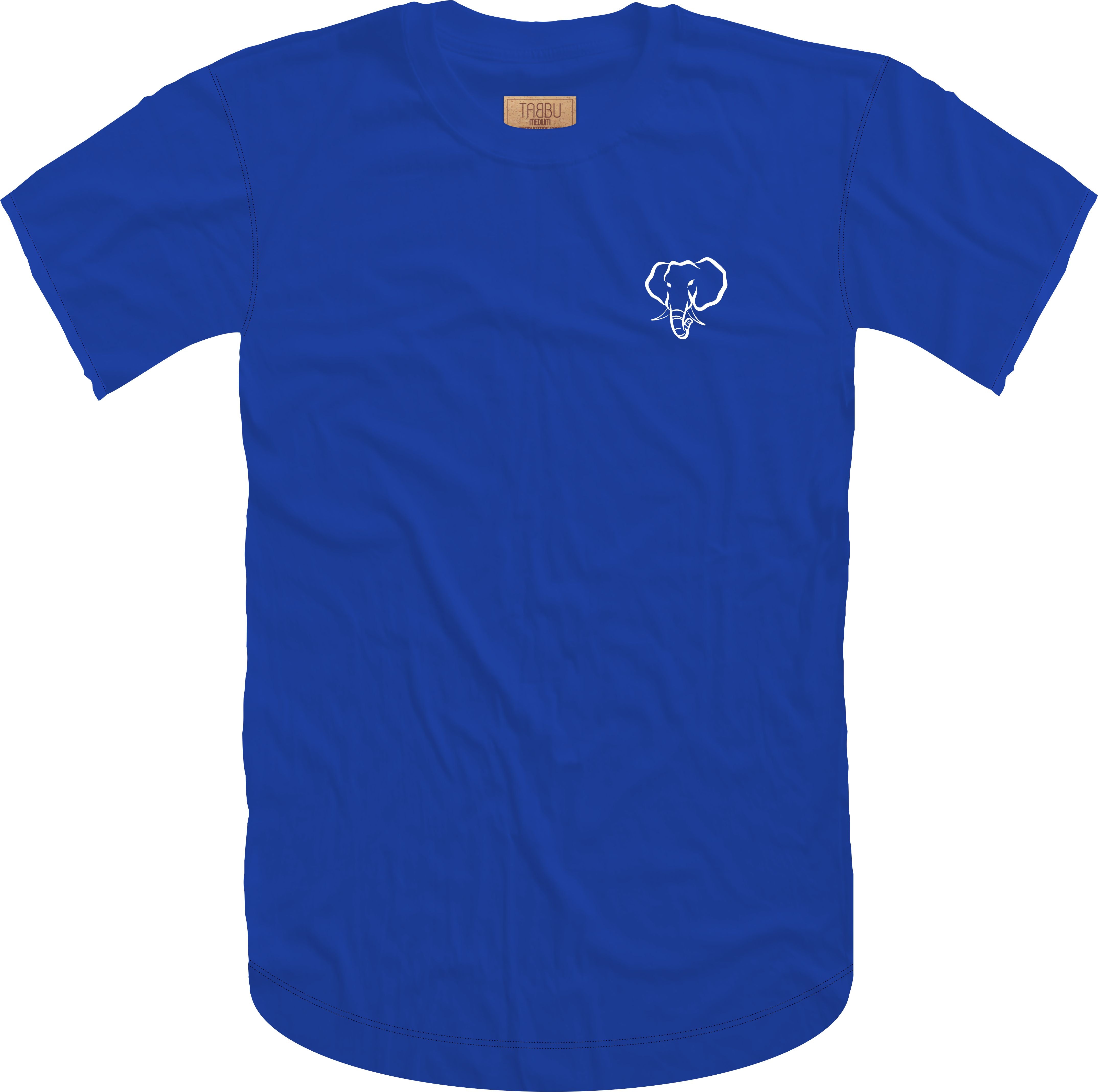 Elephant Head Crewneck Tee in Royal with White Embroidery