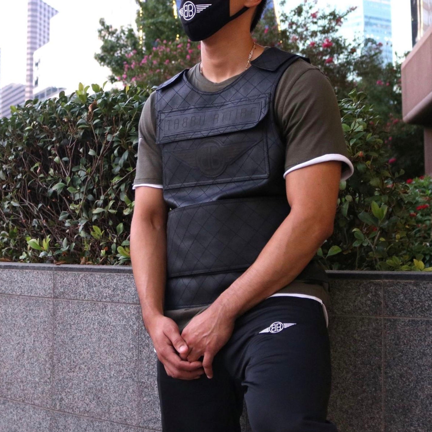 Premium Vest Black on Red