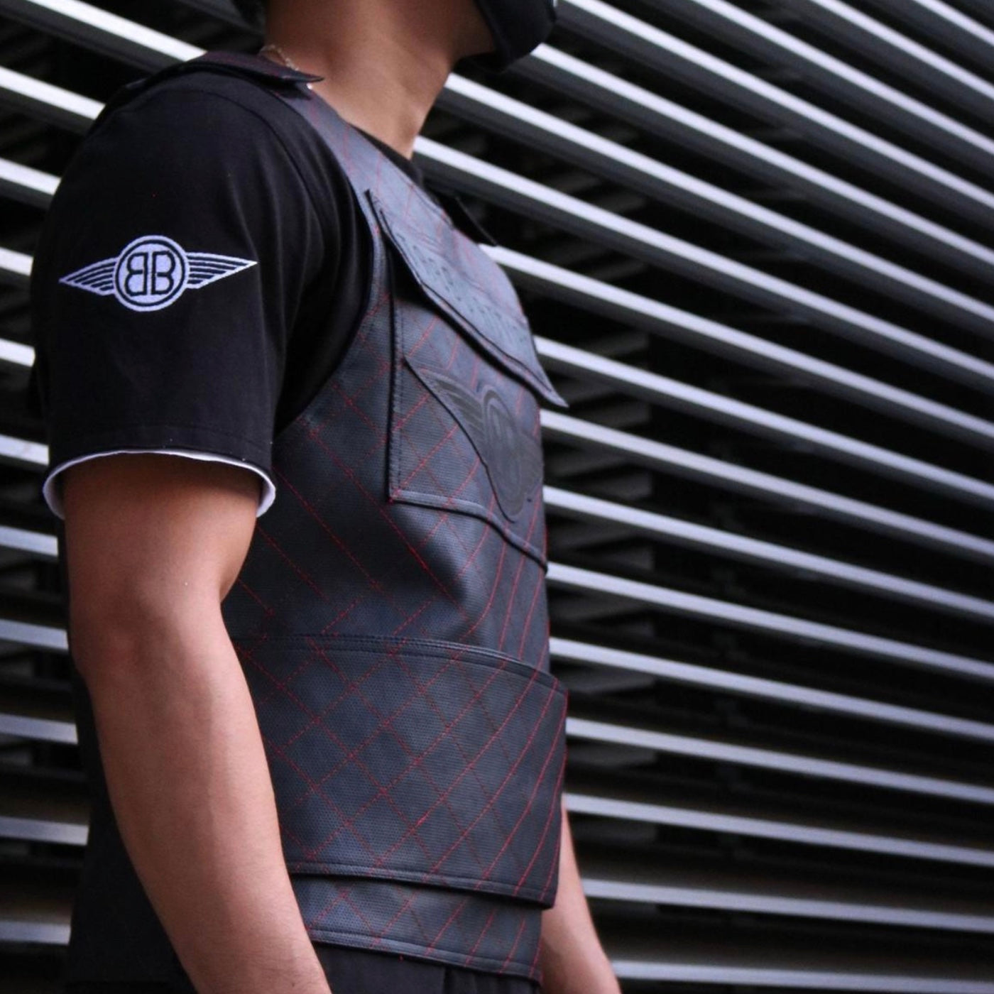 Premium Vest Black on Red
